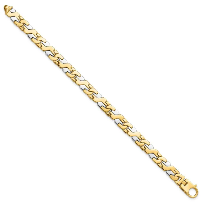 TreasureFineJewelers 14K Twotone 9 inch 88mm Hand Polished Fancy Link with Fancy Lobster Clasp Bracelet Bracelets