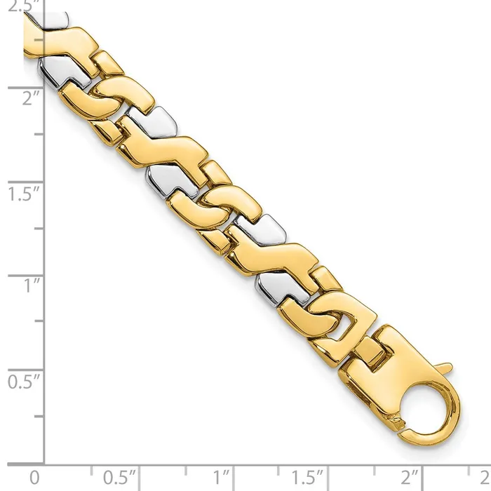 TreasureFineJewelers 14K Twotone 9 inch 88mm Hand Polished Fancy Link with Fancy Lobster Clasp Bracelet Bracelets