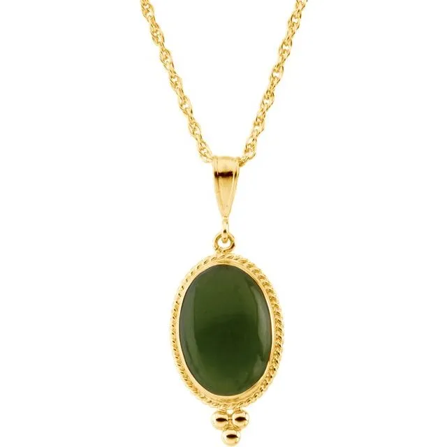 TreasureFineJewelers 14K Yellow Gold Natural Nephrite Jade 18 Necklace Necklaces TreasureFineJewelers 14K Yellow Gold Natural Nephrite Jade 18 Necklace Necklaces