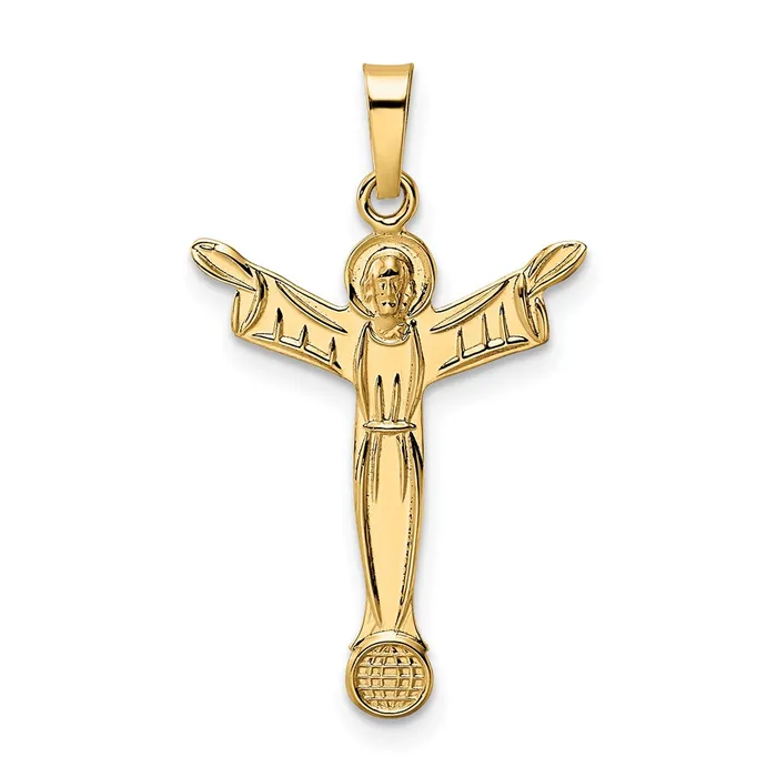 TreasureFineJewelers 14k Yellow Gold Polished Solid Risen Christ Pendant PreStyled Sets TreasureFineJewelers 14k Yellow Gold Polished Solid Risen Christ Pendant PreStyled Sets