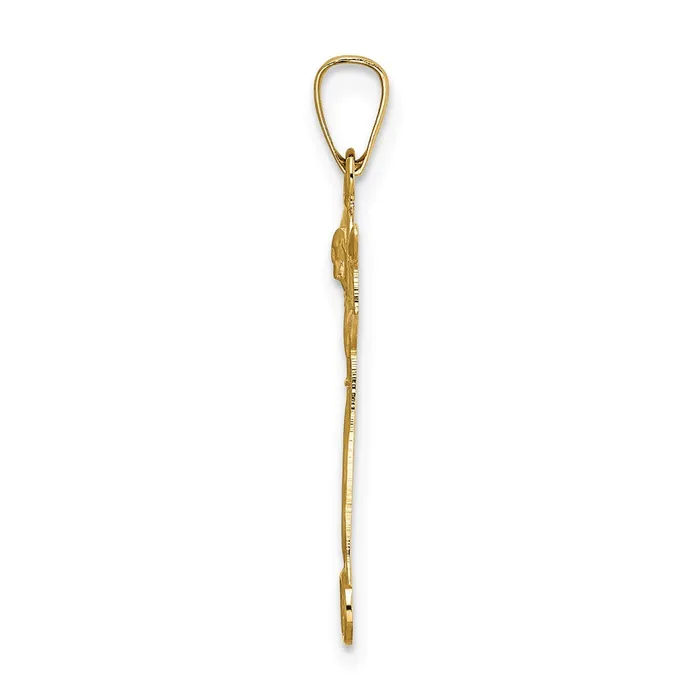TreasureFineJewelers 14k Yellow Gold Polished Solid Risen Christ Pendant PreStyled Sets