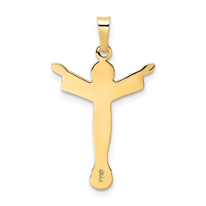 TreasureFineJewelers 14k Yellow Gold Polished Solid Risen Christ Pendant PreStyled Sets