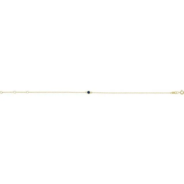 TreasureFineJewelers Bracelets 14K Yellow Gold Natural Blue Sapphire BezelSet Solitaire 6 127 12 Bracelet