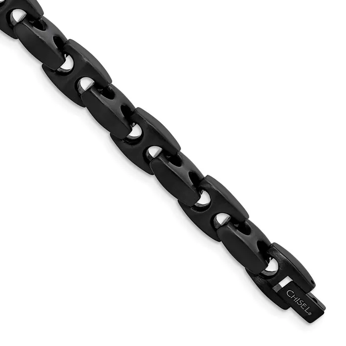 TreasureFineJewelers Bracelets Chisel Stainless Steel Brushed Black IPplated 9 inch Link Bracelet TreasureFineJewelers Bracelets Chisel Stainless Steel Brushed Black IPplated 9 inch Link Bracelet