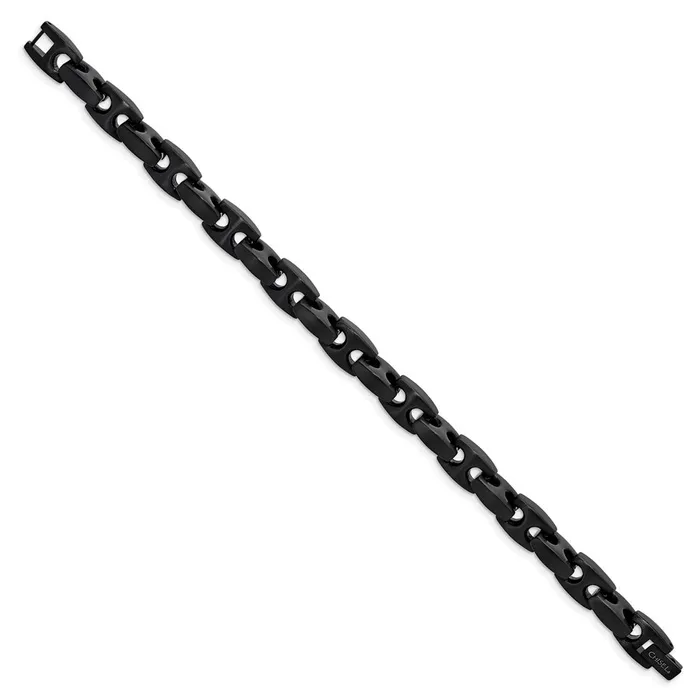 TreasureFineJewelers Bracelets Chisel Stainless Steel Brushed Black IPplated 9 inch Link Bracelet