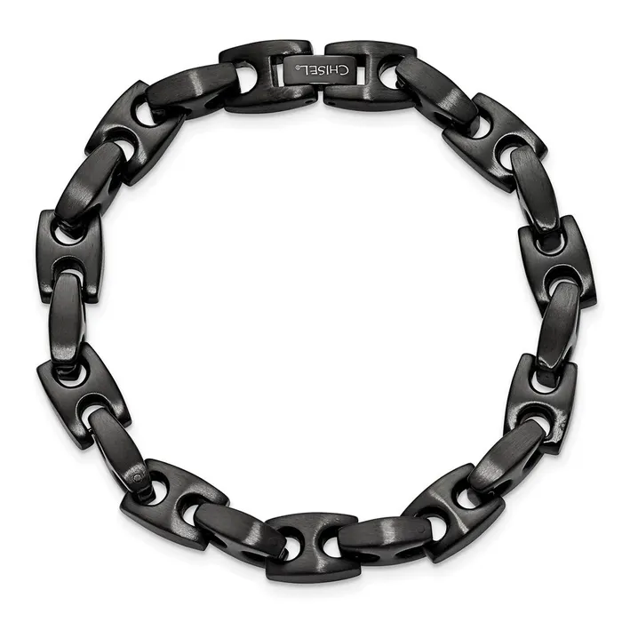 TreasureFineJewelers Bracelets Chisel Stainless Steel Brushed Black IPplated 9 inch Link Bracelet