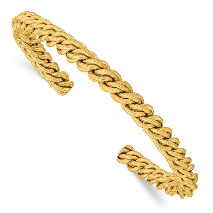 TreasureFineJewelers Bracelets Stainless Steel Polished Yellow IPplated Twisted 6mm Cuff Bangle TreasureFineJewelers Bracelets Stainless Steel Polished Yellow IPplated Twisted 6mm Cuff Bangle