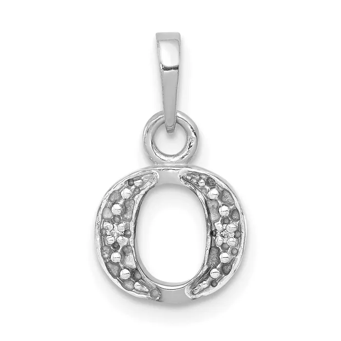 TreasureFineJewelers Charm Necklaces 10k White Gold Initial O Charm