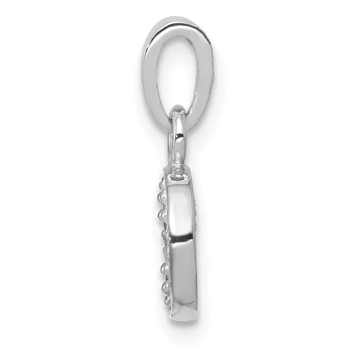 TreasureFineJewelers Charm Necklaces 10k White Gold Initial O Charm