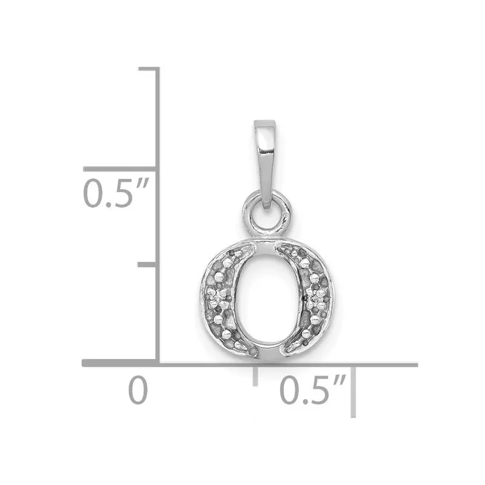 TreasureFineJewelers Charm Necklaces 10k White Gold Initial O Charm