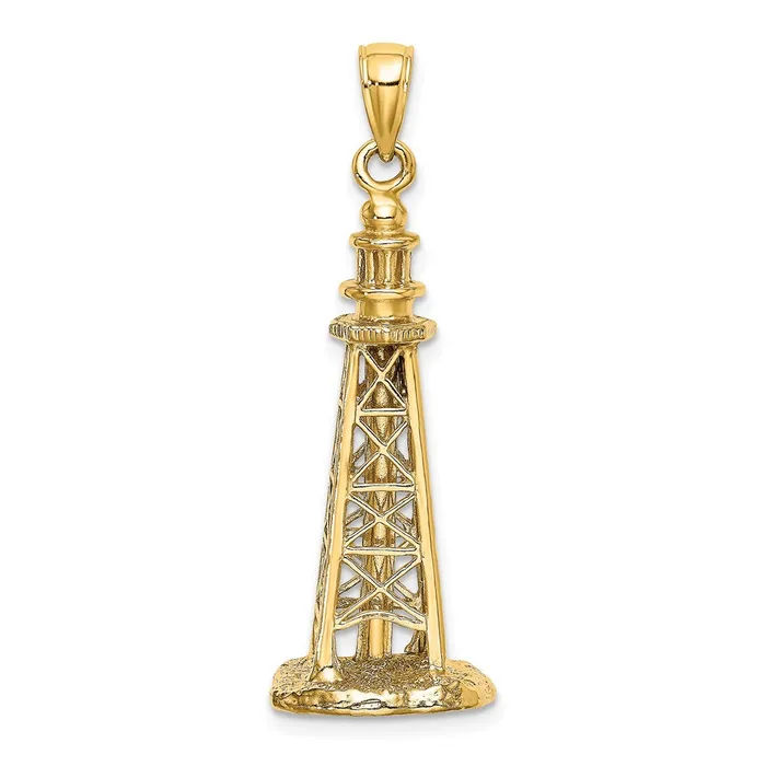 TreasureFineJewelers Charm Necklaces 14K 3D SANIBEL ISLAND Lighthouse Charm