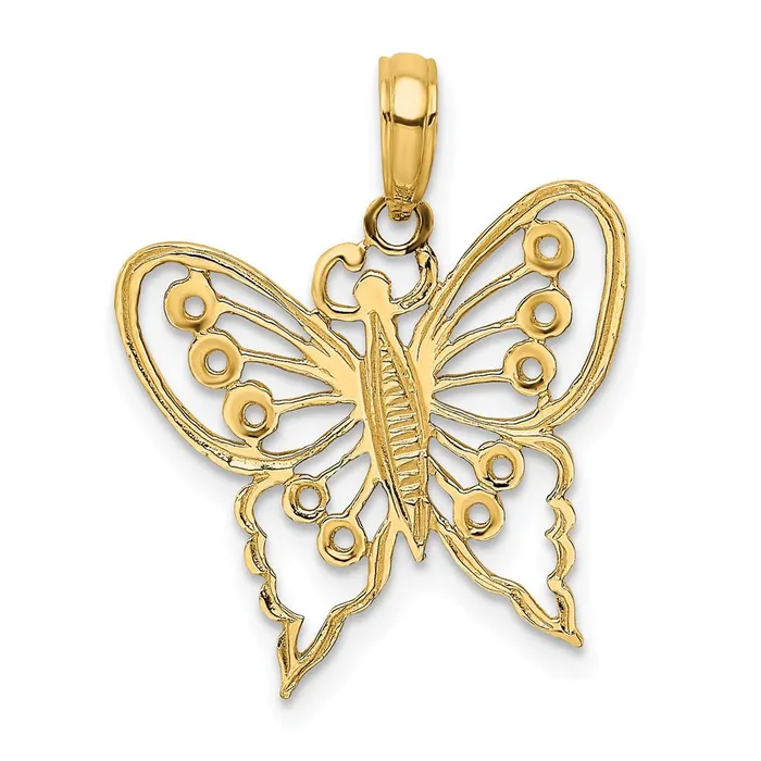 TreasureFineJewelers Charm Necklaces 14K CutOut Butterfly Charm