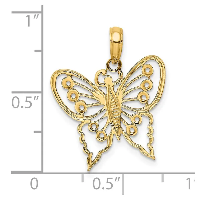 TreasureFineJewelers Charm Necklaces 14K CutOut Butterfly Charm