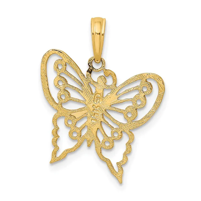 TreasureFineJewelers Charm Necklaces 14K CutOut Butterfly Charm
