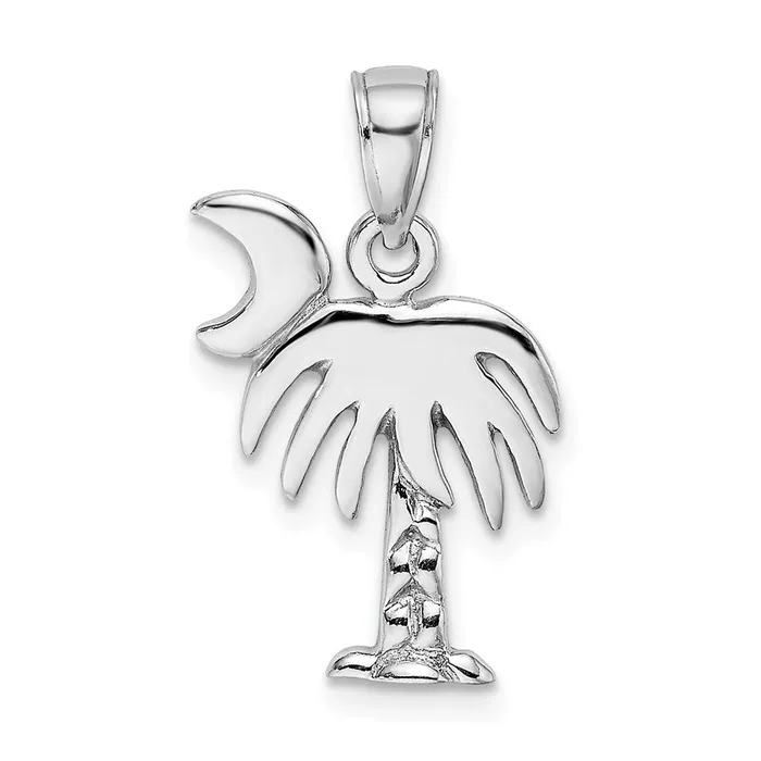 TreasureFineJewelers Charm Necklaces 14K White Gold Polished Charleston Palm Tree Charm TreasureFineJewelers Charm Necklaces 14K White Gold Polished Charleston Palm Tree Charm