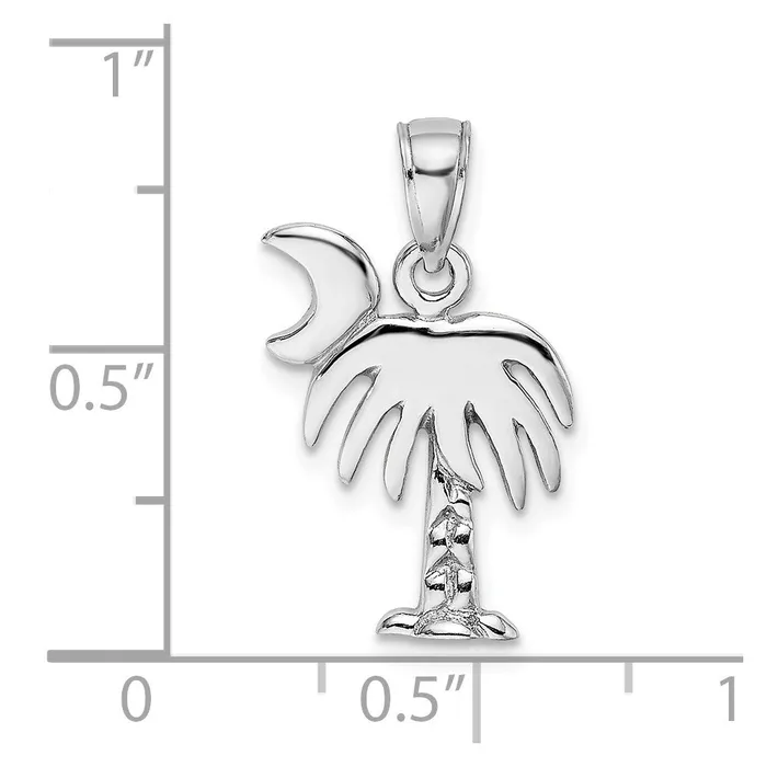 TreasureFineJewelers Charm Necklaces 14K White Gold Polished Charleston Palm Tree Charm