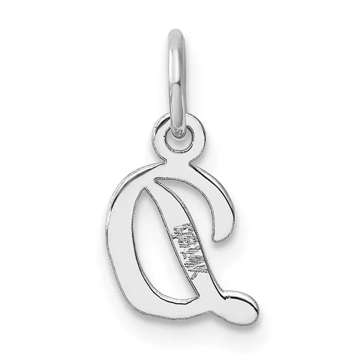 TreasureFineJewelers Charm Necklaces 14k White Gold Small Script Letter D Initial Charm