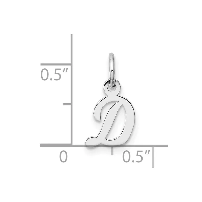 TreasureFineJewelers Charm Necklaces 14k White Gold Small Script Letter D Initial Charm