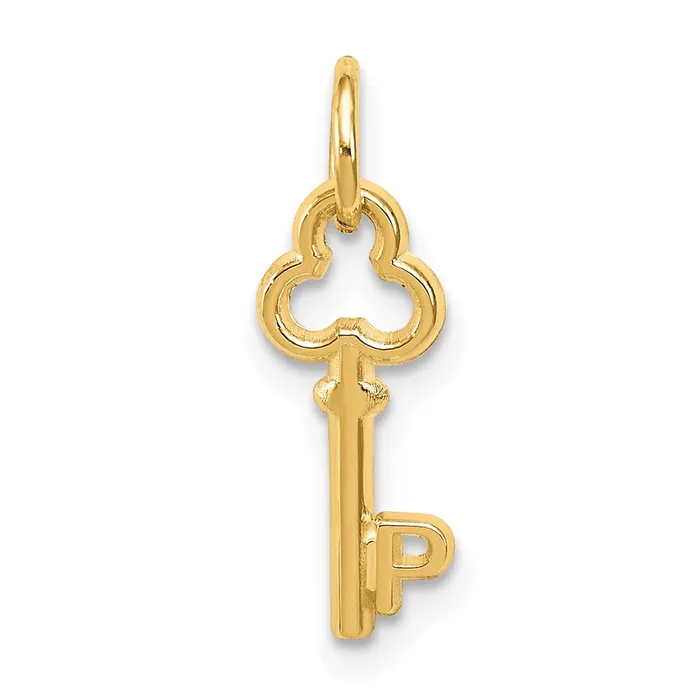 TreasureFineJewelers Charm Necklaces 14k Yellow Gold Key Letter P Initial Charm TreasureFineJewelers Charm Necklaces 14k Yellow Gold Key Letter P Initial Charm