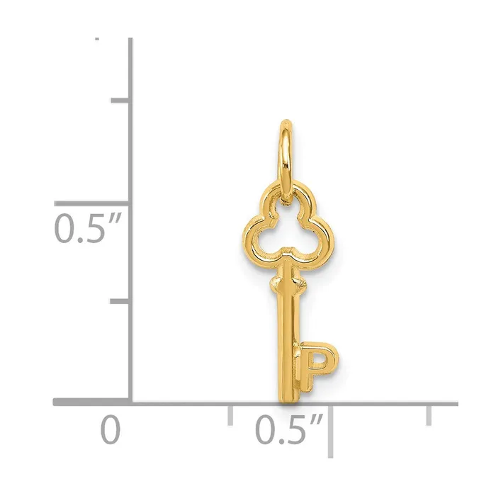 TreasureFineJewelers Charm Necklaces 14k Yellow Gold Key Letter P Initial Charm
