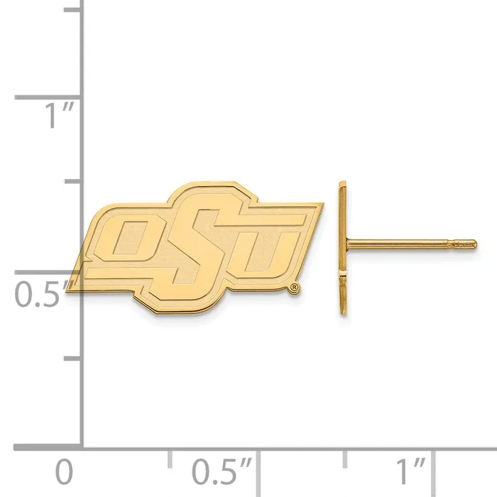 TreasureFineJewelers Earrings 14k Gold Oklahoma State University OSU Extra Small Post Earrings