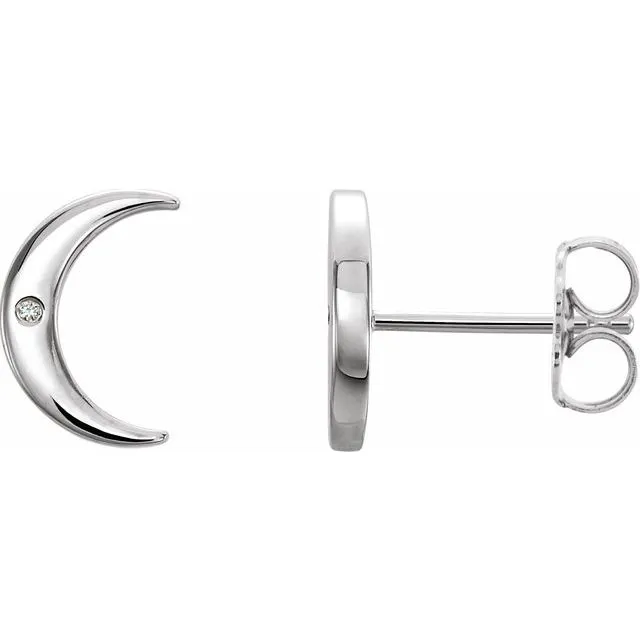 TreasureFineJewelers Earrings 14K White 005 CTW Diamond Crescent Earrings TreasureFineJewelers Earrings 14K White 005 CTW Diamond Crescent Earrings
