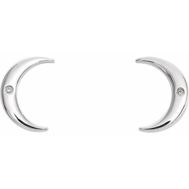 TreasureFineJewelers Earrings 14K White 005 CTW Diamond Crescent Earrings