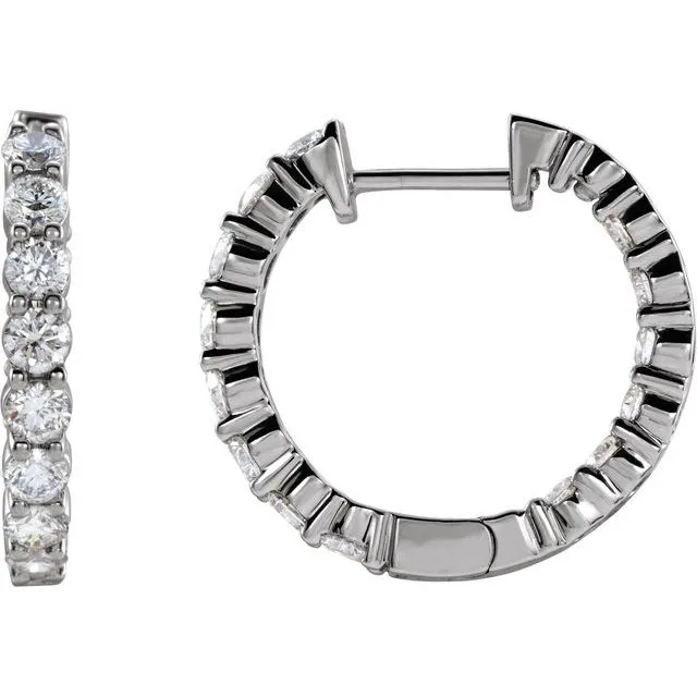 TreasureFineJewelers Earrings 14K White Gold 2 CTW LabGrown Diamond InsideOutside Hinged 20 mm Hoop Earrings TreasureFineJewelers Earrings 14K White Gold 2 CTW LabGrown Diamond InsideOutside Hinged 20 mm Hoop Earrings