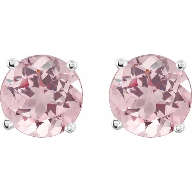 TreasureFineJewelers Earrings 14K White Gold 5 mm Natural Pink Morganite Stud Earrings with Friction Post TreasureFineJewelers Earrings 14K White Gold 5 mm Natural Pink Morganite Stud Earrings with Friction Post