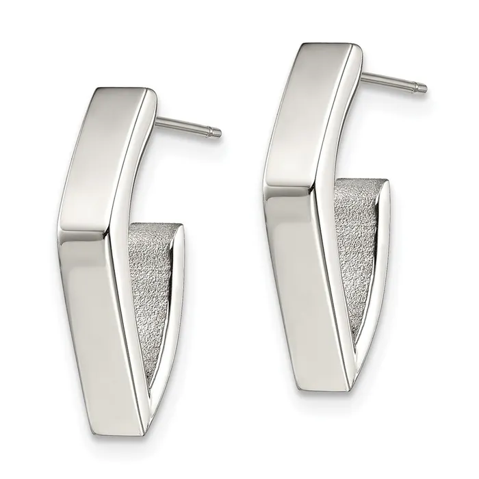 TreasureFineJewelers Earrings Stainless Steel Polished J Post Earrings