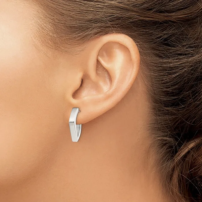 TreasureFineJewelers Earrings Stainless Steel Polished J Post Earrings