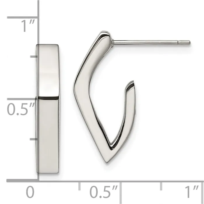 TreasureFineJewelers Earrings Stainless Steel Polished J Post Earrings