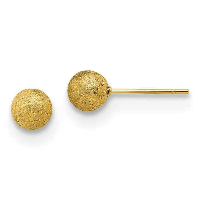 TreasureFineJewelers Earrings Stainless Steel Polished Laser cut Yellow IPplated 6mm Ball Post Earrings TreasureFineJewelers Earrings Stainless Steel Polished Laser cut Yellow IPplated 6mm Ball Post Earrings