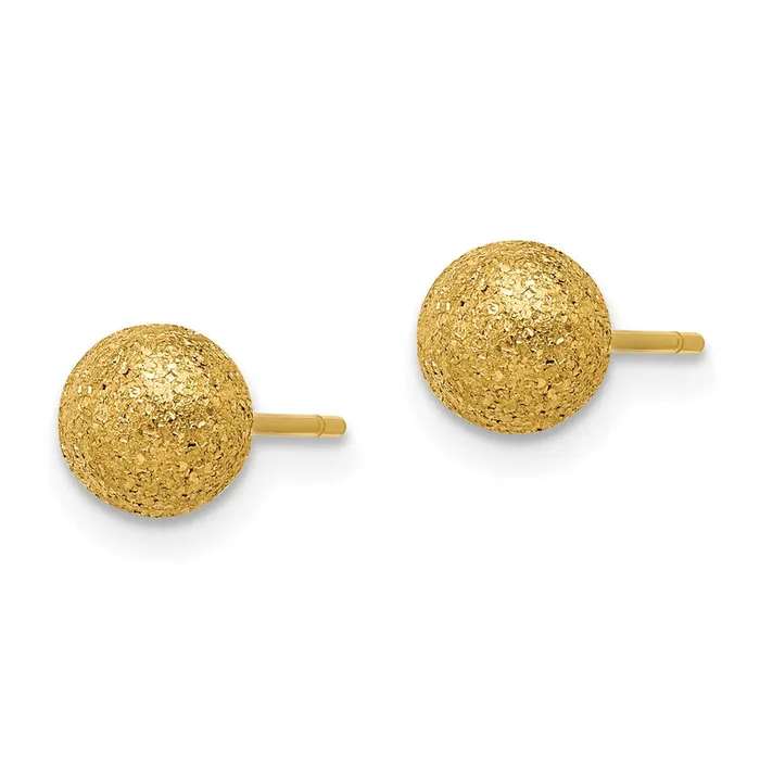 TreasureFineJewelers Earrings Stainless Steel Polished Laser cut Yellow IPplated 6mm Ball Post Earrings