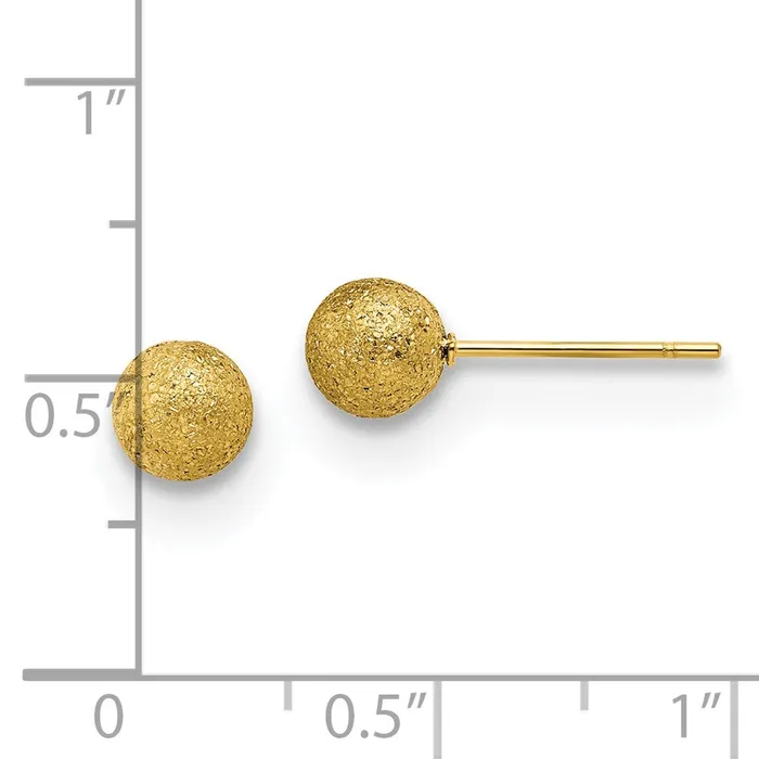 TreasureFineJewelers Earrings Stainless Steel Polished Laser cut Yellow IPplated 6mm Ball Post Earrings