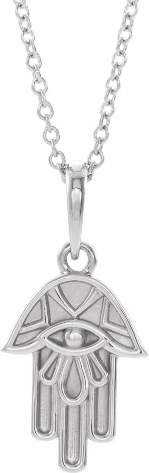 TreasureFineJewelers Necklaces 14K White Gold Hamsa 1618 Necklace