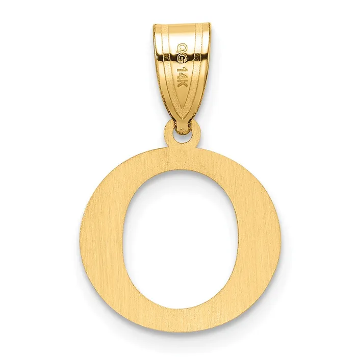 TreasureFineJewelers Necklaces 14k Yellow Gold Polished Etched Letter O Initial Pendant