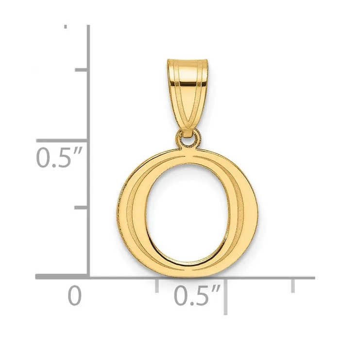 TreasureFineJewelers Necklaces 14k Yellow Gold Polished Etched Letter O Initial Pendant