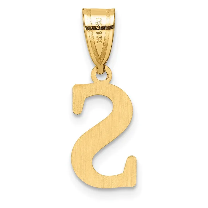 TreasureFineJewelers Necklaces 14k Yellow Gold Polished Etched Letter S Initial Pendant