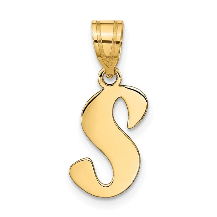 TreasureFineJewelers Necklaces 14k Yellow Gold Polished Script Letter S Initial Pendant TreasureFineJewelers Necklaces 14k Yellow Gold Polished Script Letter S Initial Pendant