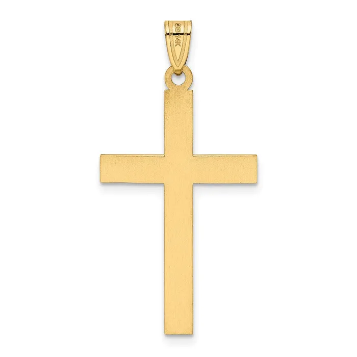 TreasureFineJewelers Necklaces 14k Yellow Gold Solid Laser Etched Cross Pendant