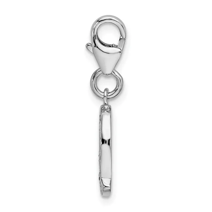 TreasureFineJewelers Necklaces Amore La Vita Sterling Silver Rhodiumplated Polished CZ Letter Q Initial Charm with Fancy Lobster Clasp