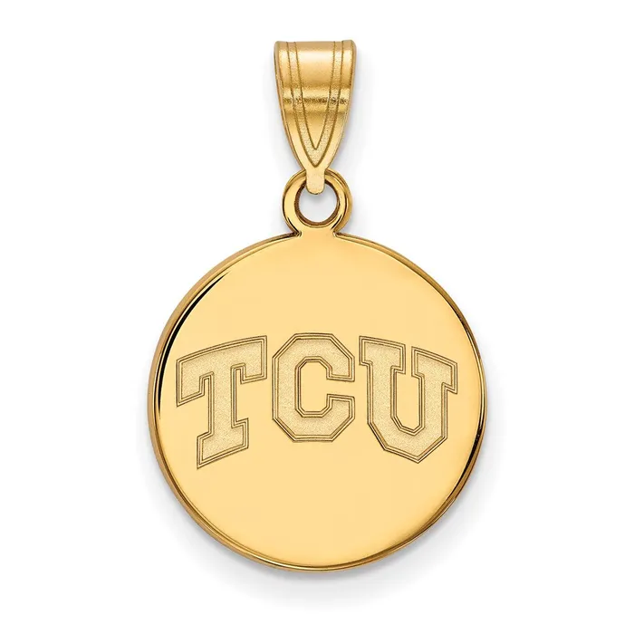 TreasureFineJewelers Necklaces Sterling Silver Goldplated Texas Christian University TCU Medium Disc Pendant TreasureFineJewelers Necklaces Sterling Silver Goldplated Texas Christian University TCU Medium Disc Pendant