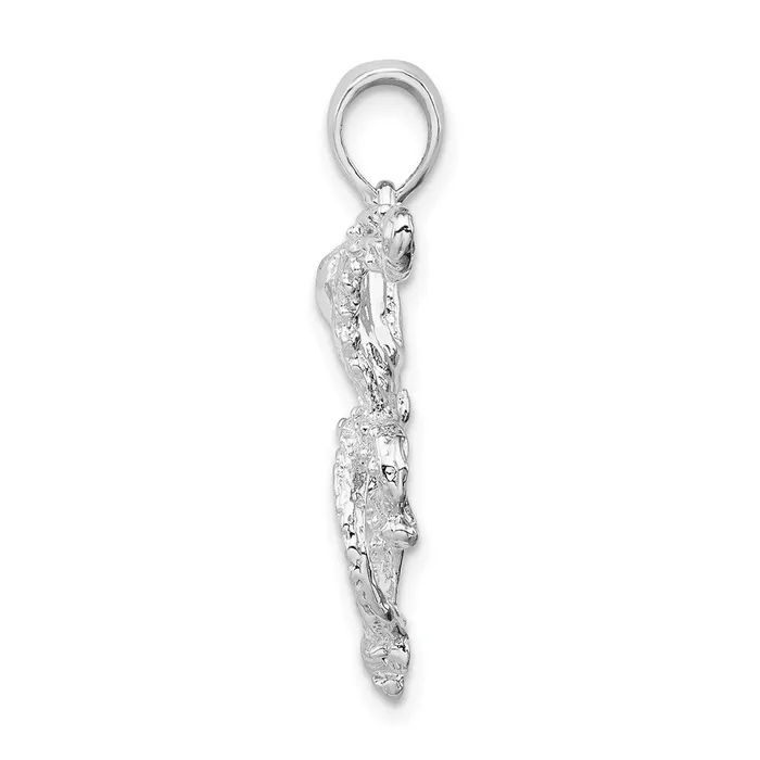 TreasureFineJewelers Necklaces Sterling Silver Polished Textured Octopus Pendant