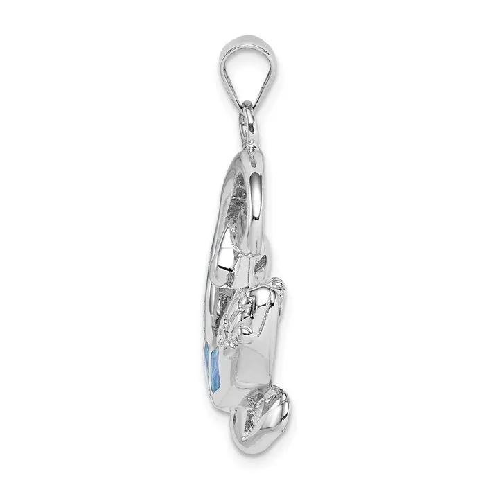 TreasureFineJewelers Necklaces Sterling Silver Rhodiumplated Created Blue Opal Gecko Pendant