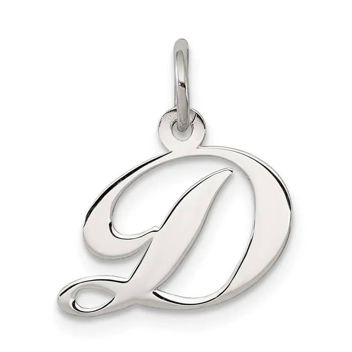TreasureFineJewelers Necklaces Sterling Silver Rhodiumplated Fancy Script Letter D Initial Charm TreasureFineJewelers Necklaces Sterling Silver Rhodiumplated Fancy Script Letter D Initial Charm