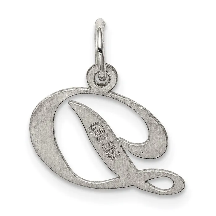 TreasureFineJewelers Necklaces Sterling Silver Rhodiumplated Fancy Script Letter D Initial Charm