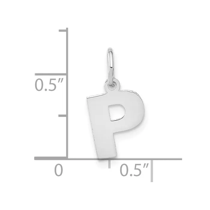 TreasureFineJewelers Necklaces Sterling Silver Rhodiumplated Letter P Initial Pendant