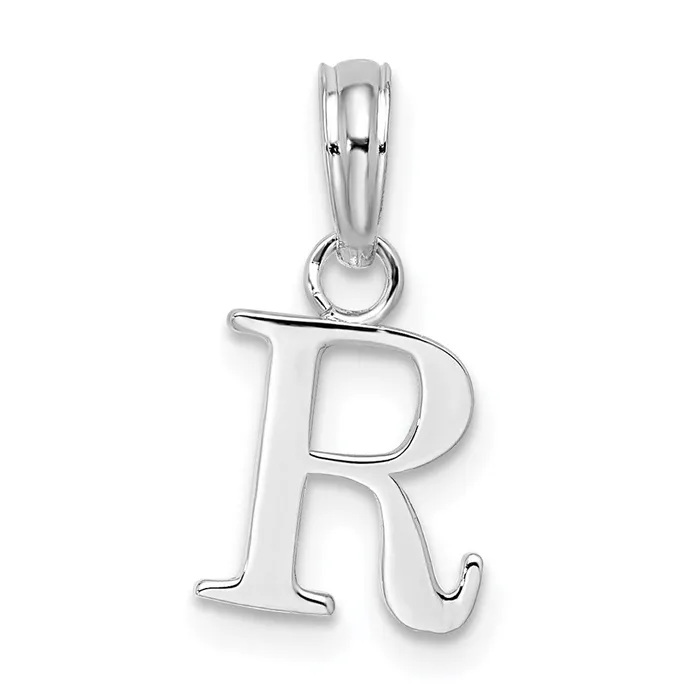 TreasureFineJewelers Necklaces Sterling Silver Rhodiumplated Polished Block Initial R Pendant TreasureFineJewelers Necklaces Sterling Silver Rhodiumplated Polished Block Initial R Pendant