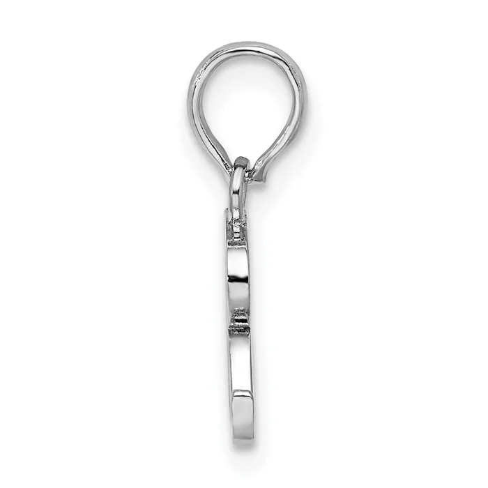 TreasureFineJewelers Necklaces Sterling Silver Rhodiumplated Polished Block Initial R Pendant